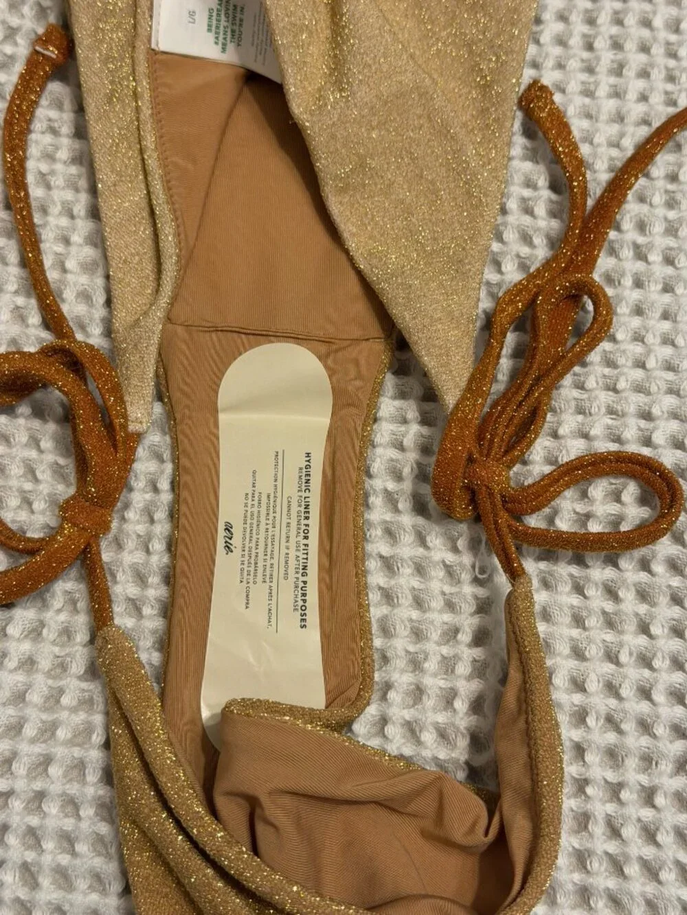 aerie Gold Shimmer Tie-Side Bikini Bottoms